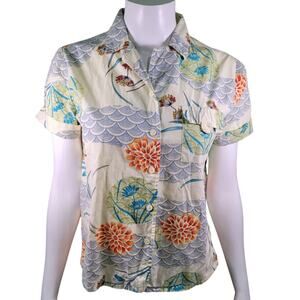 VNTG Sag Harbor Sport 90s Hawaiian Shirt S Petite Cotton Floral Resort Cruise